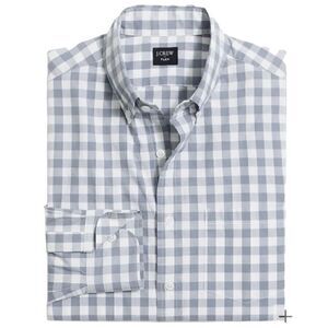 J Crew Flex Washed Slim Fit Check Button Down Shirt in Grey/White Men’s XXL